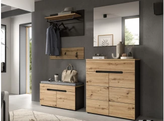 Predsieňová zostava Cano (5-dielna), šedá/dub artisan
