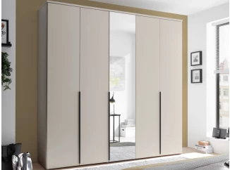 Šatníková skriňa so zrkadlom Kevo, 225 cm, béžová kašmír