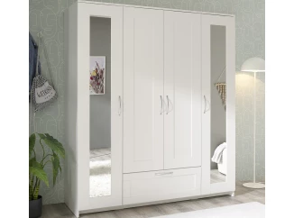 Šatníková skriňa so zrkadlami Leporolo 156 cm, biela mat