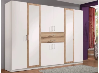 Šatníková skriňa Diver 270 cm, bílá/dub sonoma