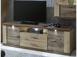 Široká TV skrinka Grande, dub artisan/dub ribbeck, s osvetlením