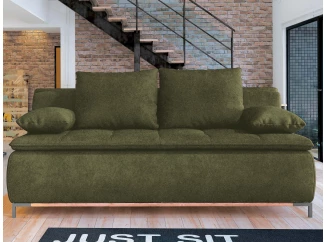 Rozkladacia pohovka na trvalé spanie Sweet, olivovo zelená látka