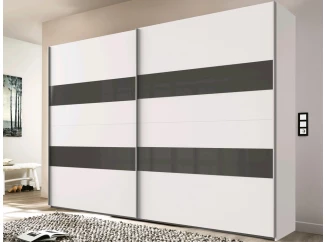 Šatníková skriňa Altona, 270 cm, biela / sivé sklo