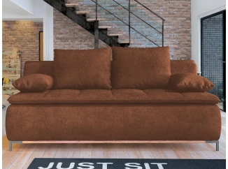 Rozkladacia pohovka na trvalé spanie Sweet, hrdzavá látka