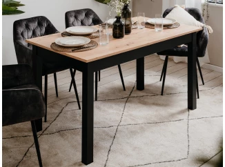 Rozkladací jedálenský stôl Coburg 137x80 cm, čierny/dub artisan