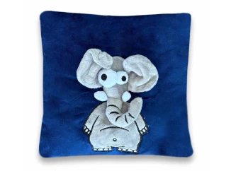 Detský plyšový vankúš 3D slon 25x25 cm, modrý