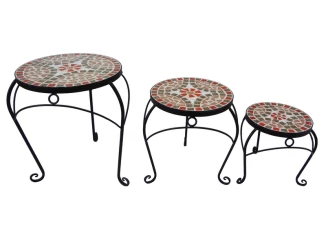 Sada stolíkov Mosaic, čierna/červená