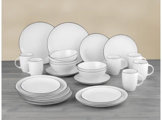 Jedálenský servis (24 dielov) Black Star, biela/čierna