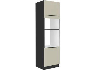 Vysoká skriňa pre vstavanú a mikrovlnnú rúru Arona, 60 cm, kašmírová/čierna