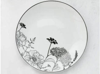 Dezertný tanier Luna Black Flower, 20 cm