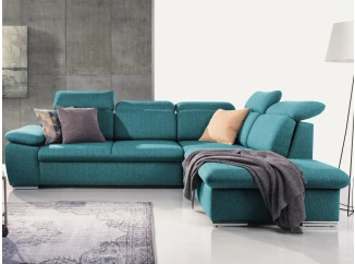 Rohová sedačka Aldon, petrolejová štruktúrovaná látka, pravý roh