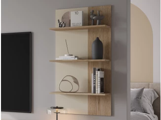 Nástenný panel s policami Meolo, dub cremona/béžový kašmír