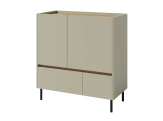 Komoda so zásuvkami Lucky, 95 cm, eukalyptovo zelená/baltský dub