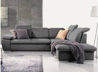 Rohová sedačka Aldon, dymovosivá štruktúrovaná látka, pravý roh