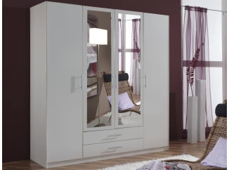 Šatníková skriňa so zrkadlami Cliff, 180 cm, biela