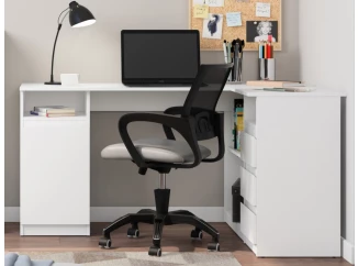 Rohový písací stôl Carlos, biely