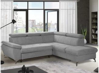 Rohová sedacia súprava Gisele, svelo šedá látka, pravý roh