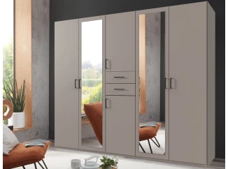 Šatníková skriňa so zrkadlami Düsseldorf, 225 cm, šedá sahara