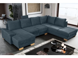 Sedacia súprava Chivas, tvar pravé U, petrolejovo modrá látka