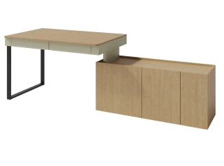 Písací stôl s komodou Lucky, eukalyptovo zelená/baltský dub