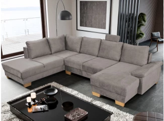 Sedacia  súprava Chivas, tvar ľavé U, kamenná hnedo-šedá látka