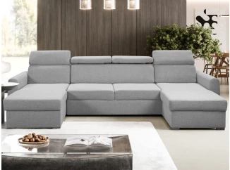 Sedacia súprava Mistic, svetlo šedá látka, tvar U