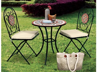 Záhradný set Mosaic, čierny/červený