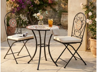 Záhradný set Mosaic, čierny/červený