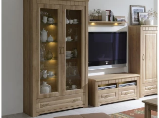 Široká vysoká vitrína Atik, dub riviera