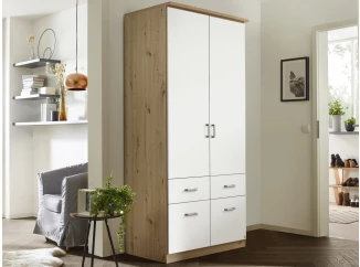 Šatníková skriňa Bremen, 91 cm, dub artisan/biela