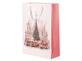 Vianočná darčeková  taška Vianočný trh, veľkosť L