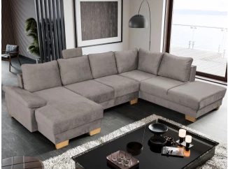 Sedacia súprava Chivas, tvar pravej U, kamenná hnedo-šedá látka