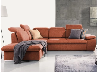 Rohová sedačka Aldon, tehlová štruktúrovaná látka, ľavý roh