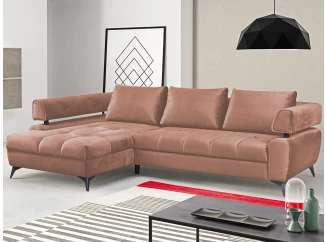 Rohová sedacia súprava Paris, lososová látka, ľavý roh