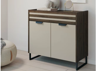 Skrinka so zásuvkou Barea, béžová/dub atlantic