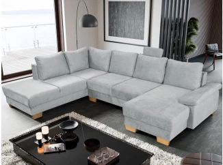 Sedacia súprava Chivas, tvar ľavé U, svetlo šedá látka