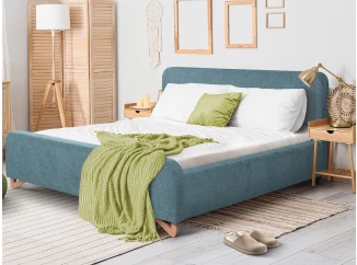 Posteľ Flamingo 180x200 cm, morská modrá štruktúrovaná tkanina