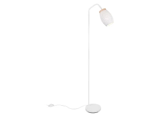 Stojacia lampa Bidar, biely kov/drevo