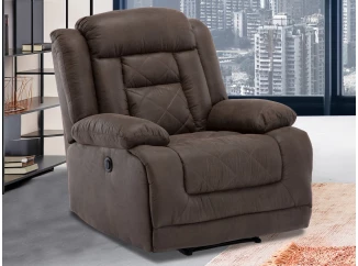 Kreslo Oxford,  hnedá látka, funkcia el. polohovanie