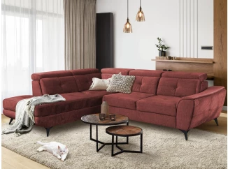 Rohová sedacia súprava Sergio, tehlová látka, ľavý roh