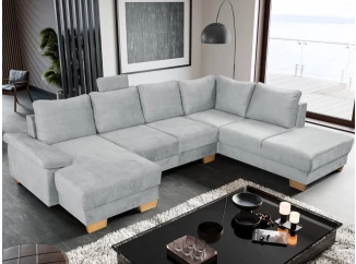 Sedacia súprava Chivas, tvar pravej U, svetlo šedá látka