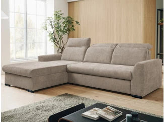 Rohová sedačka Arya, béžová cappuccino štrukturovaná tkanina,ľavý roh