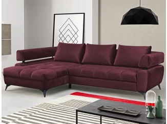 Rohová sedacia súprava Paris, vínová látka, ľavý roh