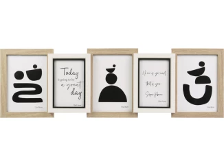 Fotorámik pre 5 ks foto Valetta 68x21 cm, prírodná/čierna, drevo