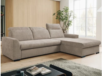 Rohová sedačka Arya, béžová cappuccino šrukturovaná tkanina, pravý roh