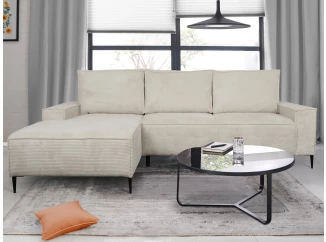 Rohová sedačka Aarnus,krémová štruktúrovaná látka, ľavý roh