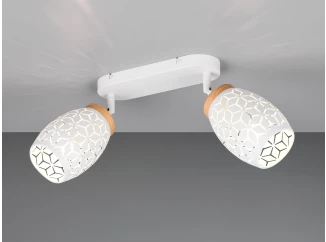 Stropnénástenné osvetlenie Bidar, biely kov/drevo