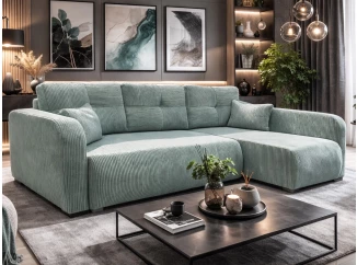 Rohová sedačka Predator, mentolovo zelená štrukturovaná látka