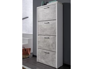 Botník Fulda, biely / šedý betón, výška 152 cm