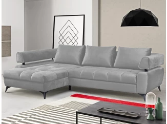 Rohová sedacia súprava Paris, svetlo šedá látka, ľavý roh